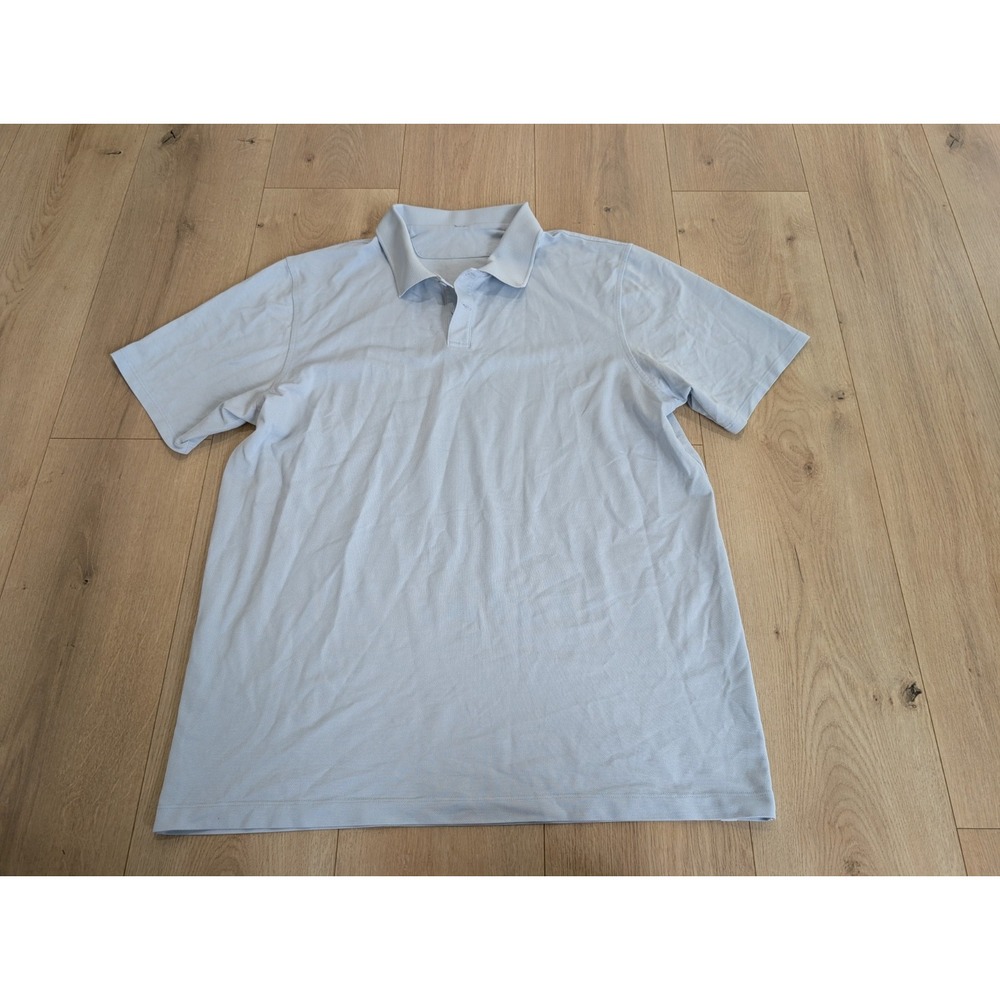 Lululemon Mens Large Pique Classic Polo Shirt Short Sleeve Golf Light Blue